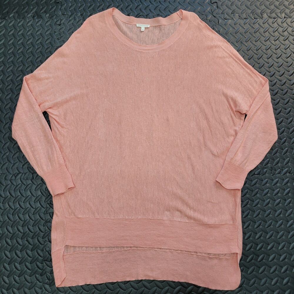 Eileen Fisher 100% Linen Lightweight High Low Sweater Pink XL